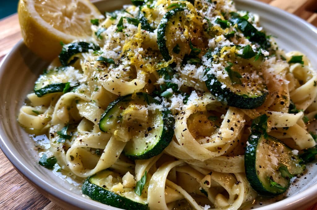 Fettuccine with Zucchini, Lemon, and Fresh Herbs