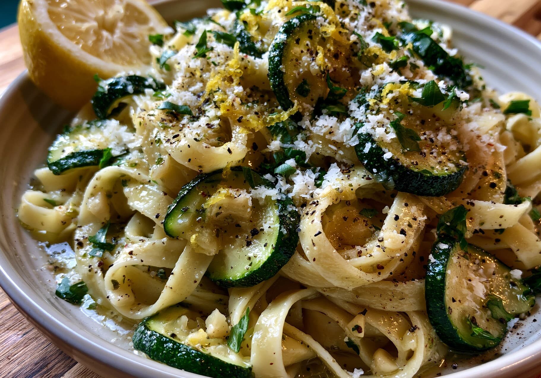 Fettuccine with Zucchini, Lemon, and Fresh Herbs